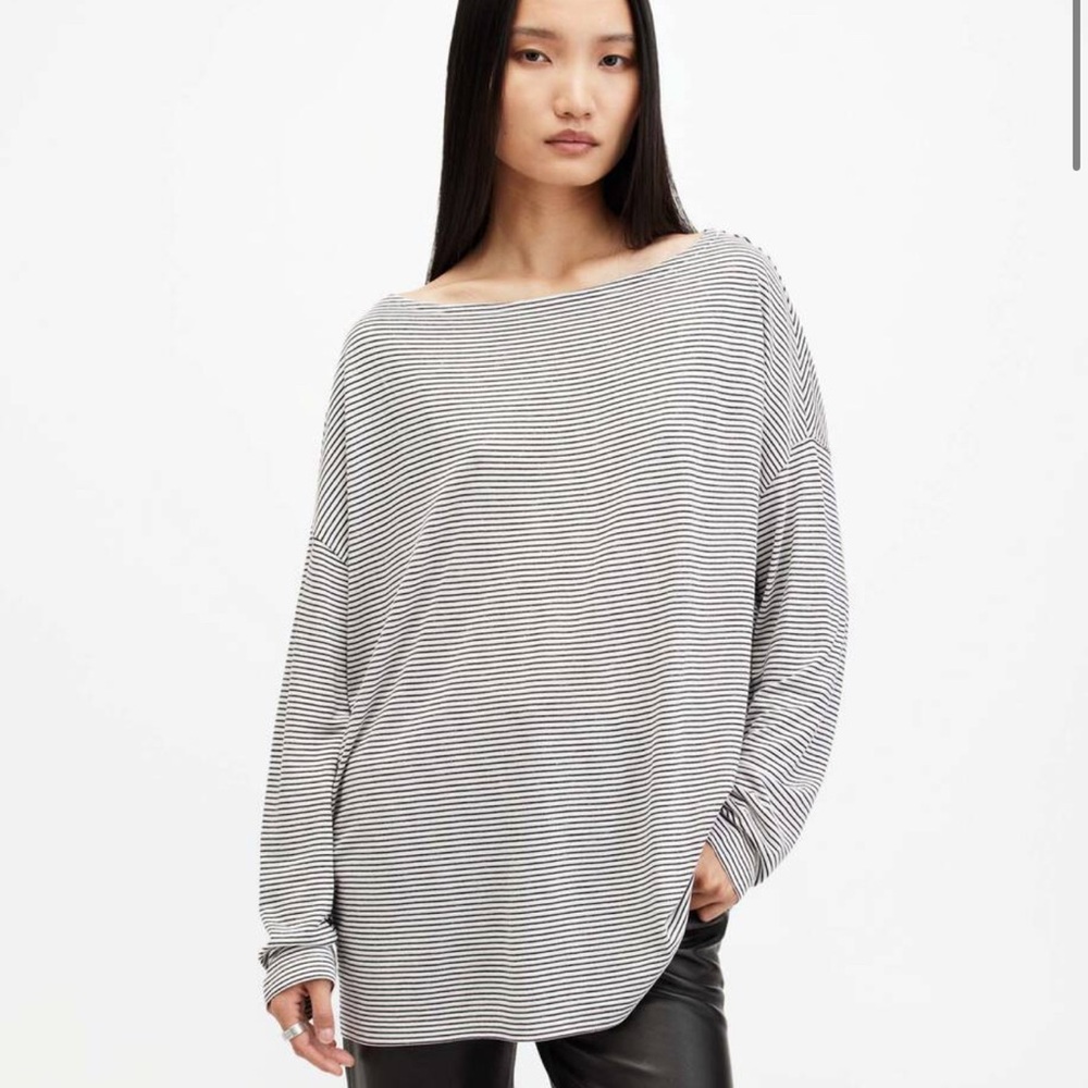 All Saints Black and White Oversized Hoodie